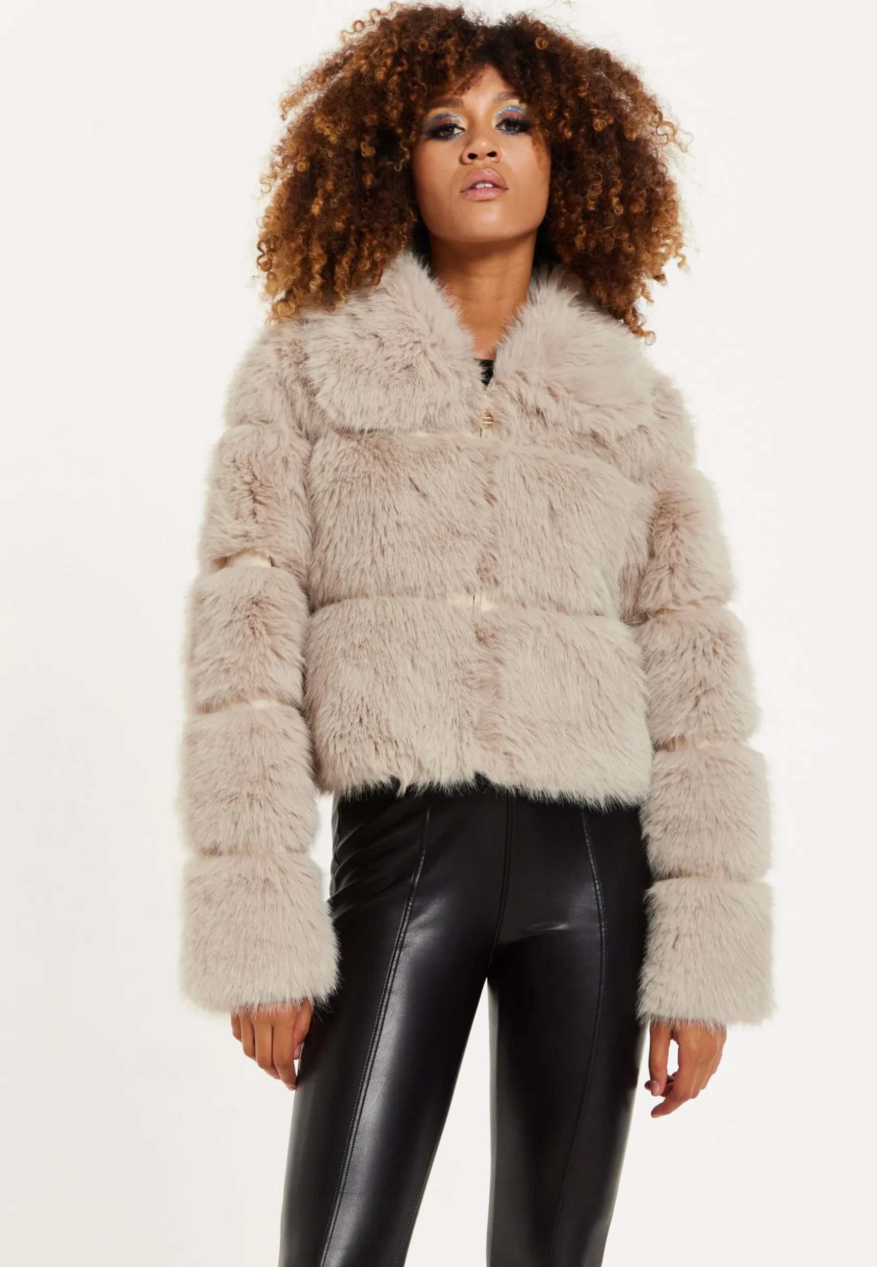 House of Holland Mocha Faux Fur Cropped Jacket