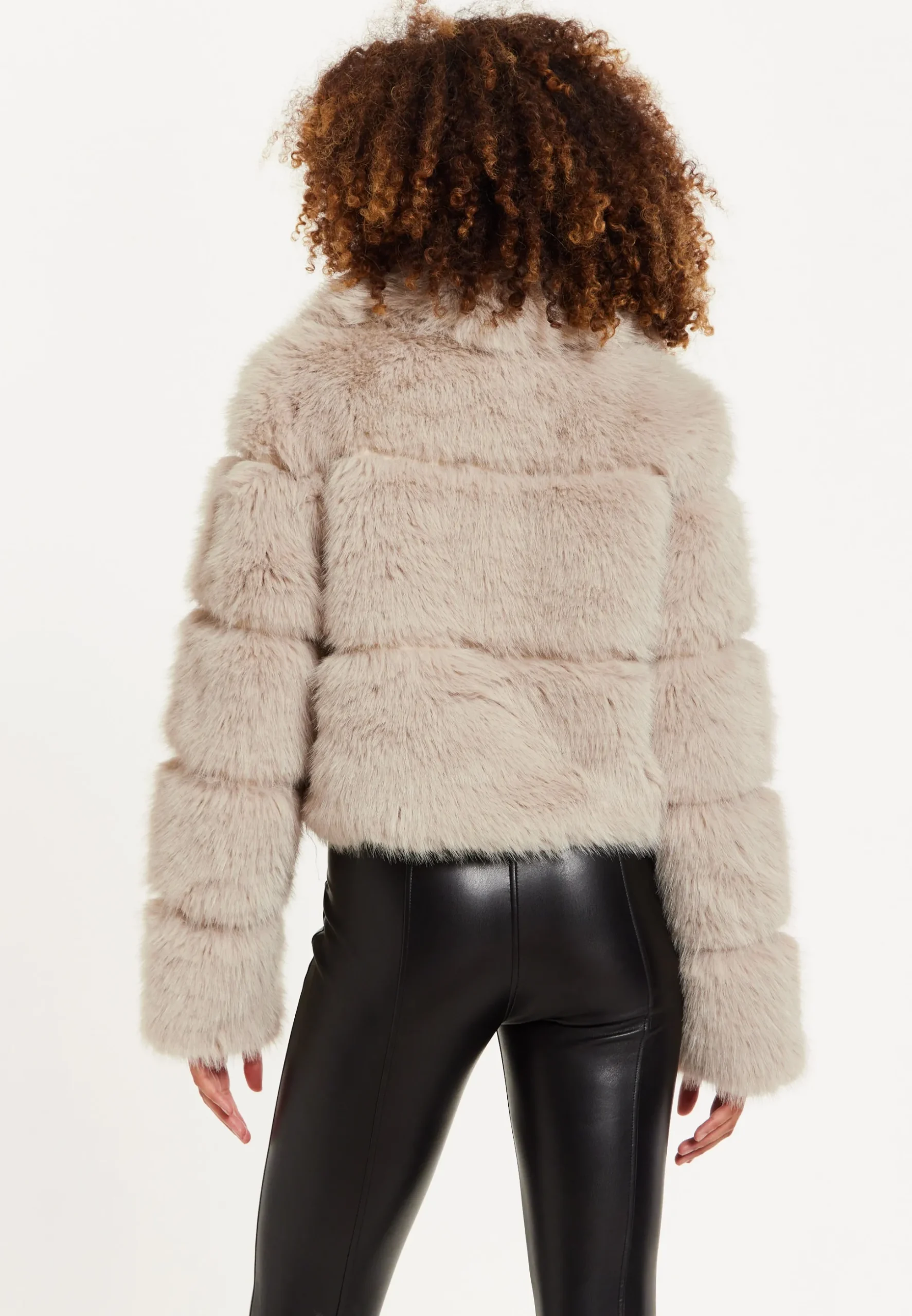 House of Holland Mocha Faux Fur Cropped Jacket