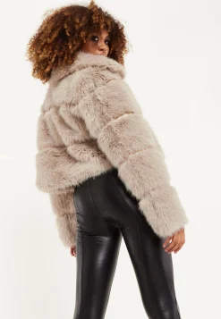 House of Holland Mocha Faux Fur Cropped Jacket