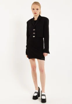 House Of Holland Monochrome Short Lock Jacket Black