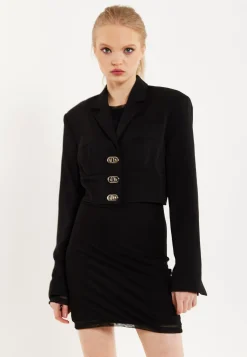 House Of Holland Monochrome Short Lock Jacket Black