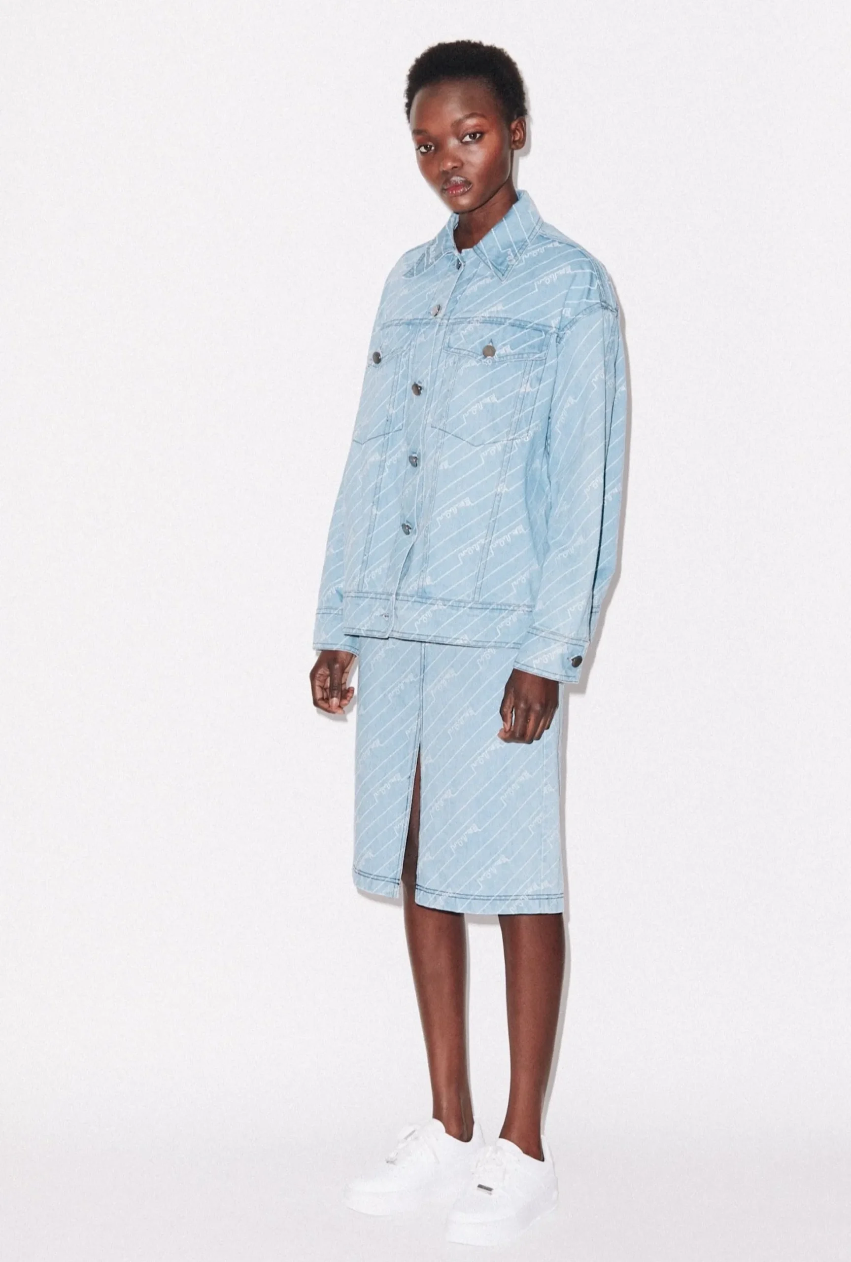 House of Holland Monogram Denim Skirt