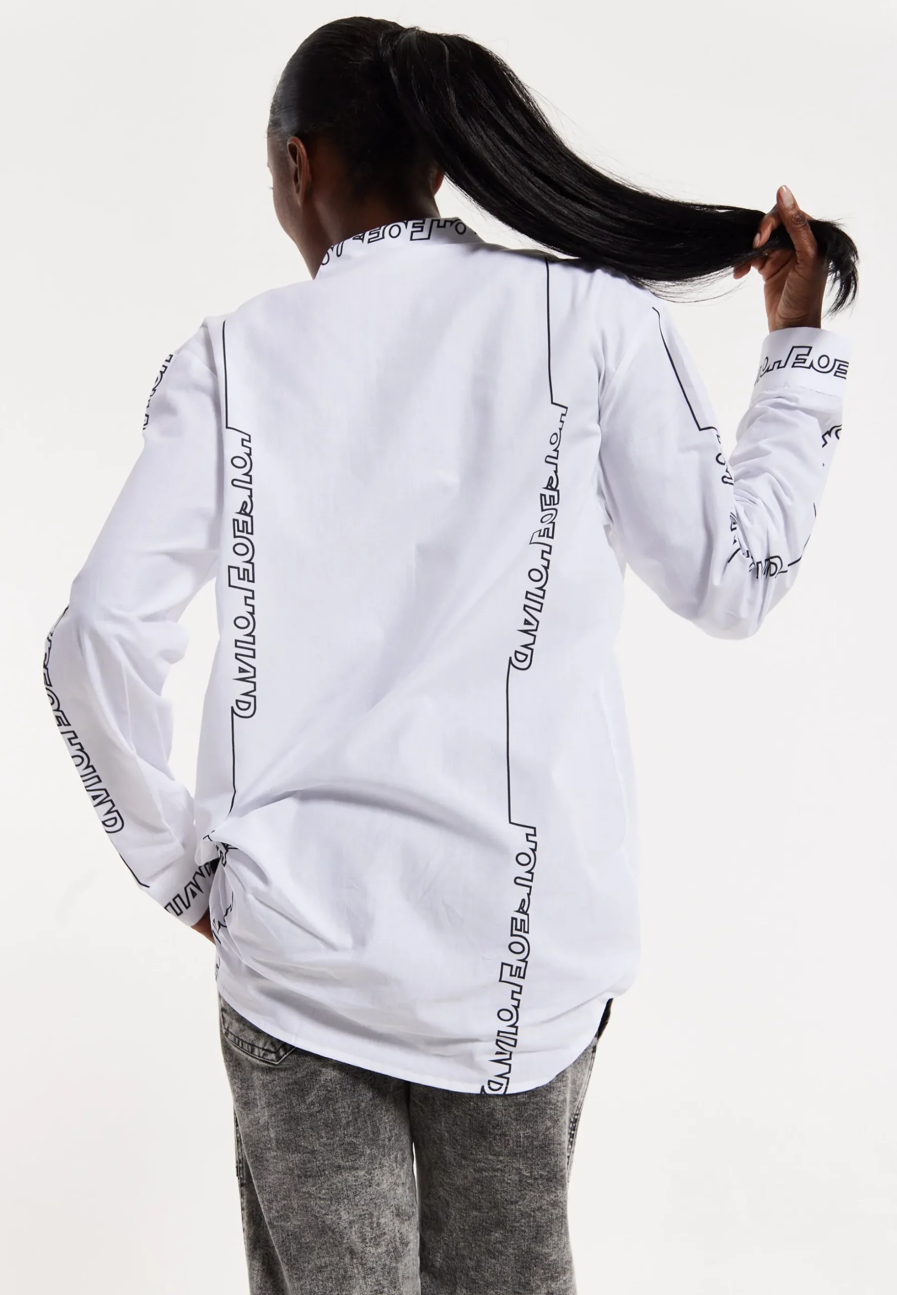House of Holland Monogram Print Long Sleeve Shirt