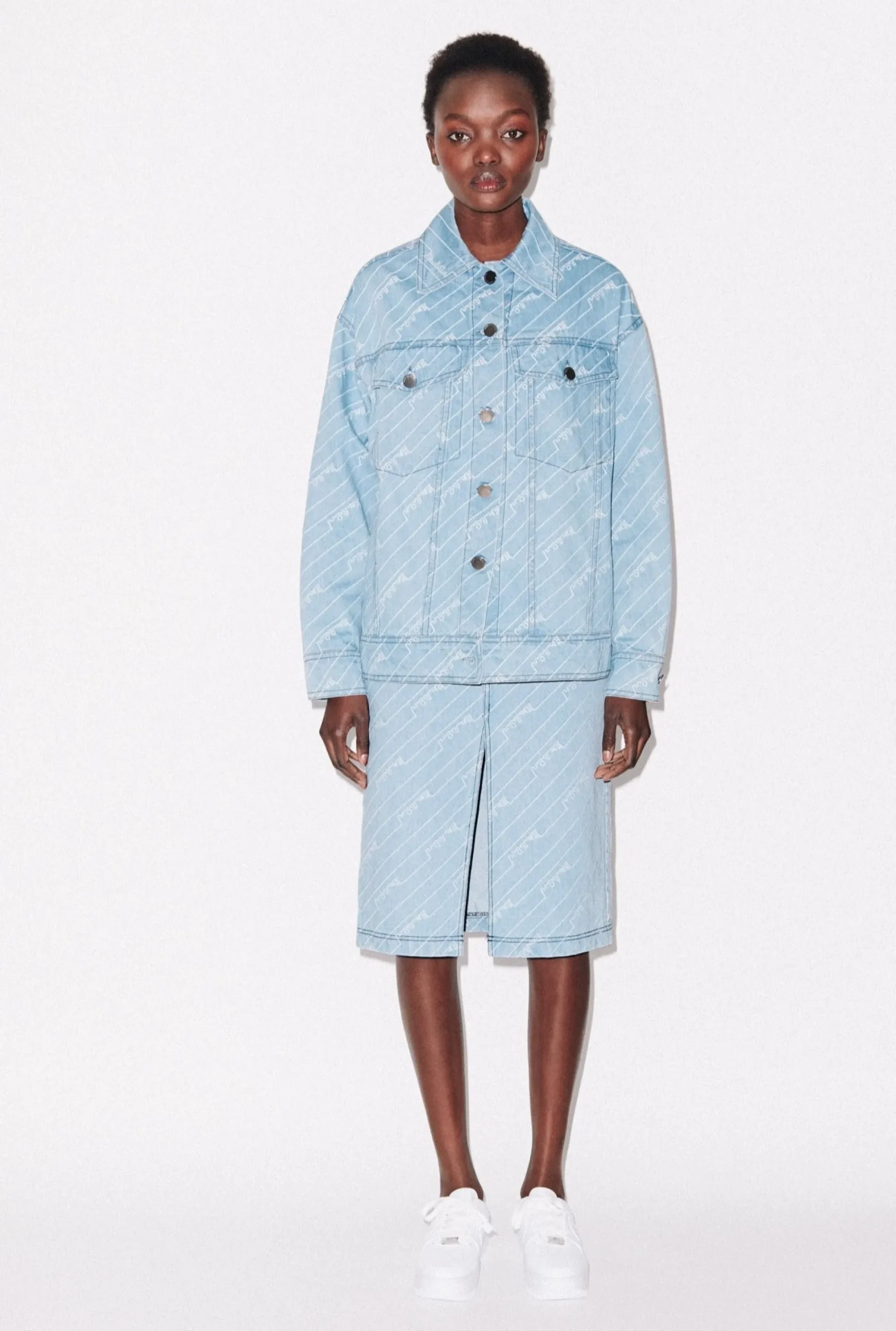 House of Holland Monogram Denim Skirt