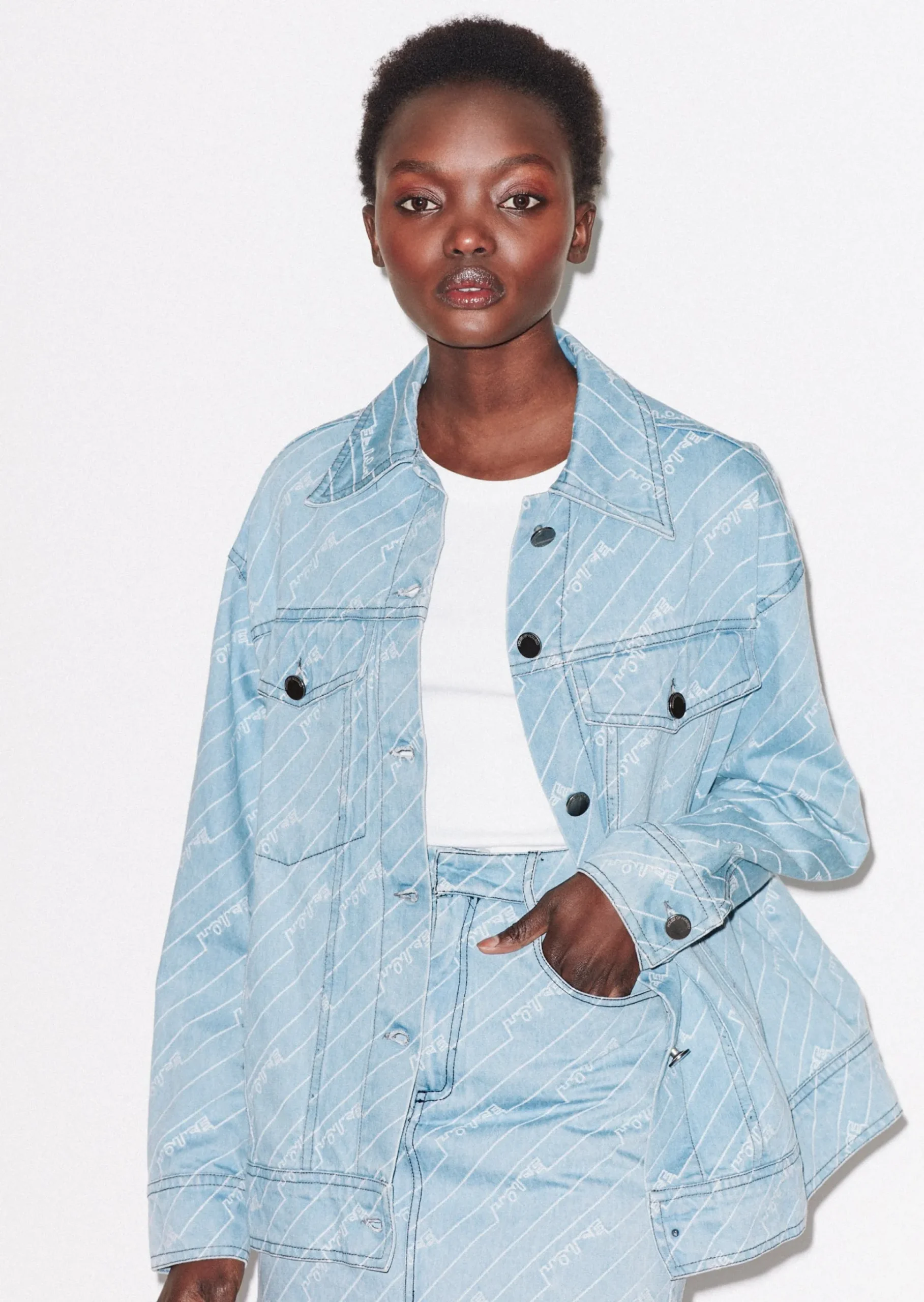 House of Holland Monogram Denim Skirt