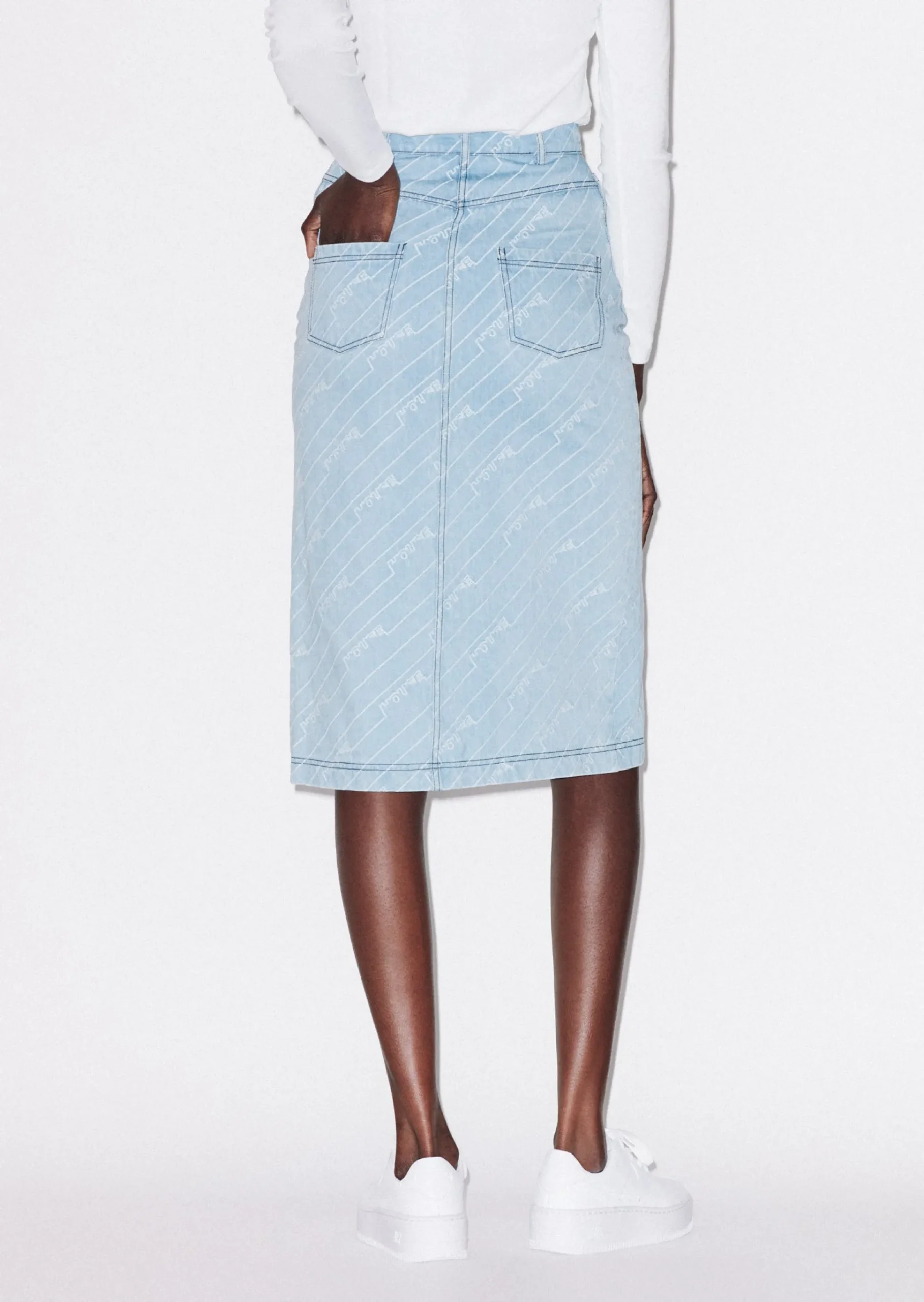 House of Holland Monogram Denim Skirt