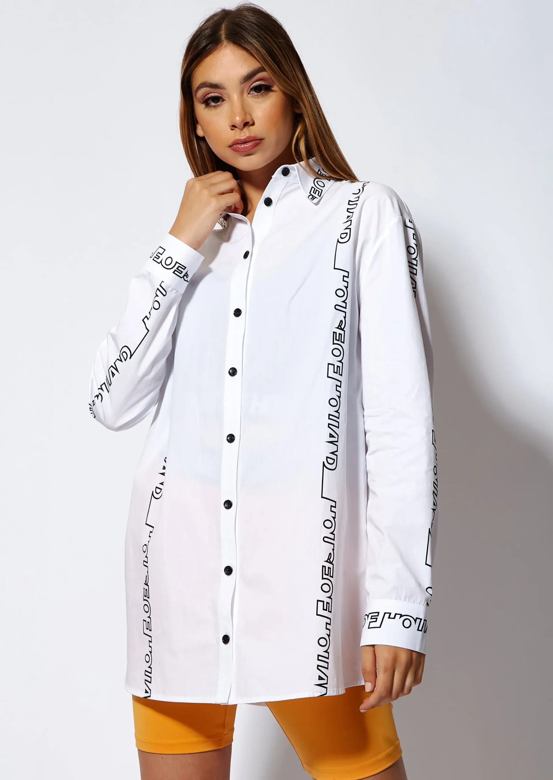 House of Holland Monogram Print Long Sleeve Shirt
