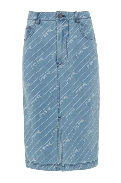 House of Holland Monogram Denim Skirt