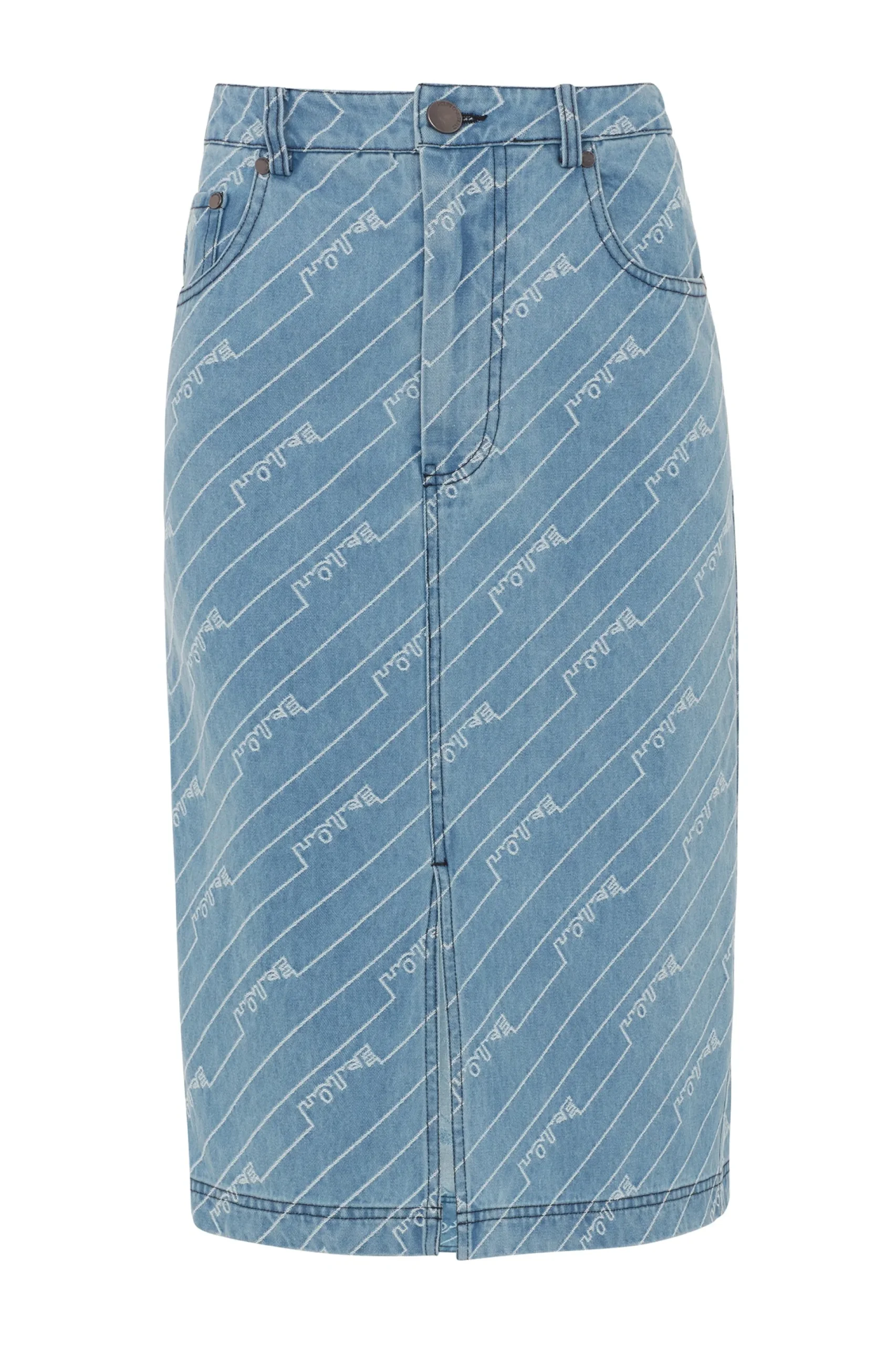 House of Holland Monogram Denim Skirt