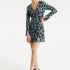 House Of Holland Neon Green And Pink Flame Print Long Sleeve Mini Dres