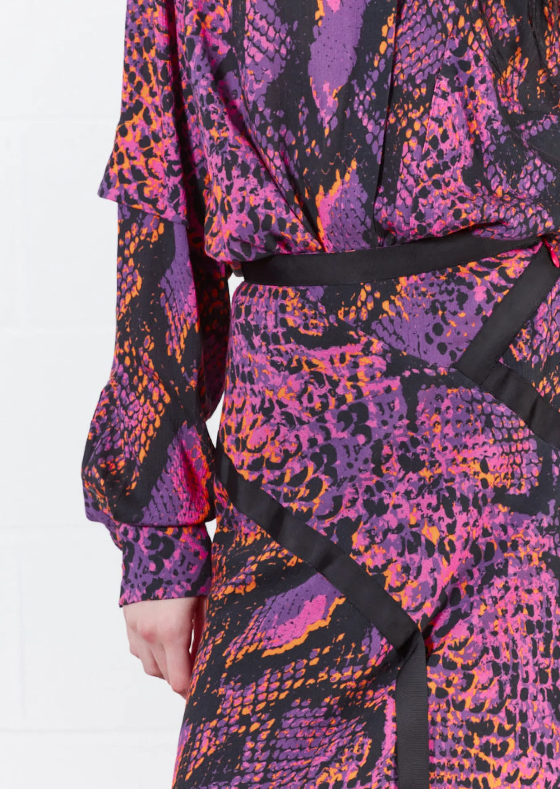 House of Holland Neon Snake Print Midi Skirt (Pink)