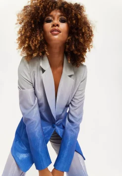 House of Holland Ombre Shimmer Blazer In Blue And Silver