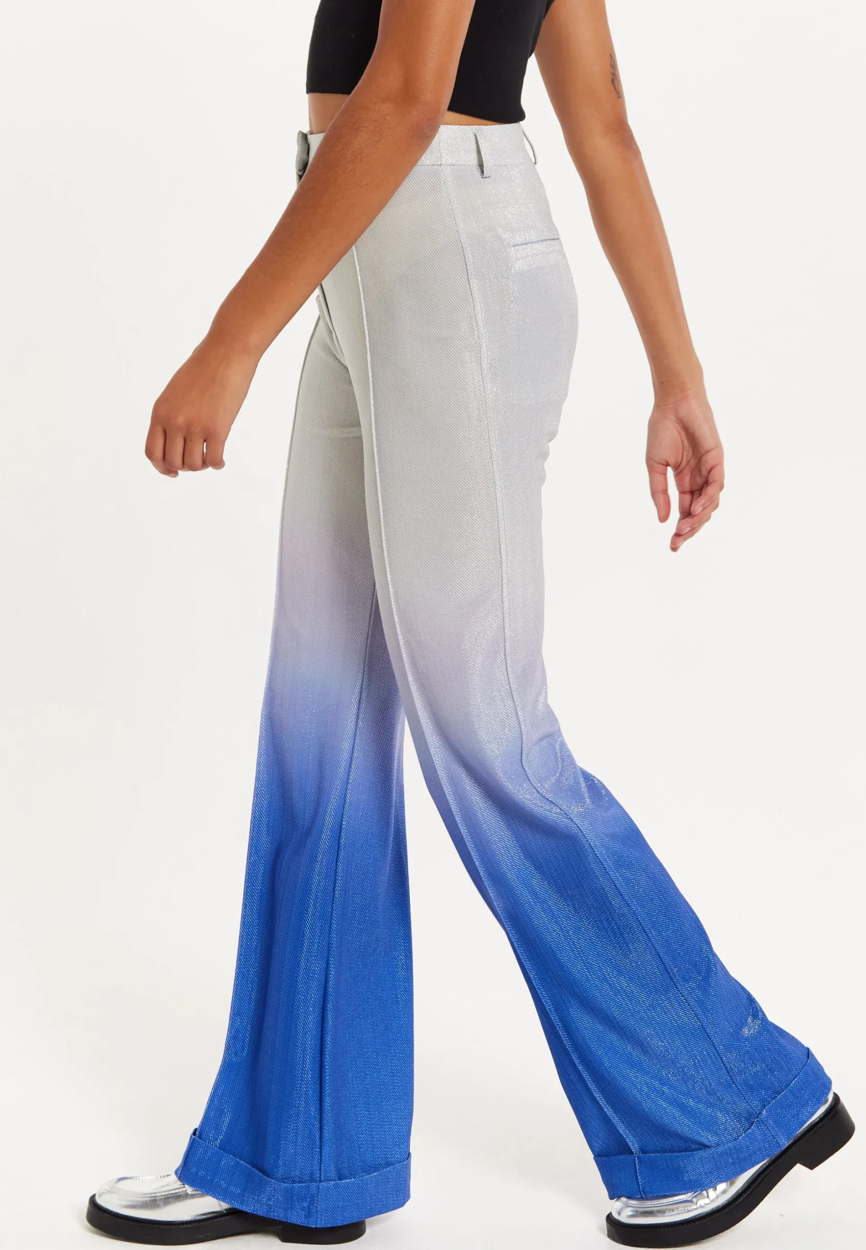 House of Holland Ombre Shimmer Trousers In Blue And Silver