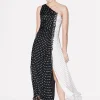 House of Holland One Shoulder Polka Gathered Dress