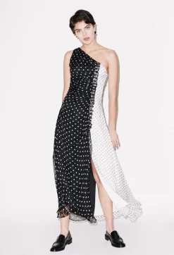 House of Holland One Shoulder Polka Gathered Dress