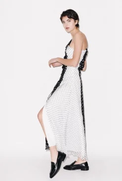 House of Holland One Shoulder Polka Gathered Dress
