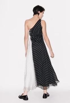 House of Holland One Shoulder Polka Gathered Dress
