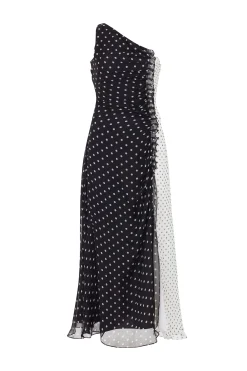 House of Holland One Shoulder Polka Gathered Dress