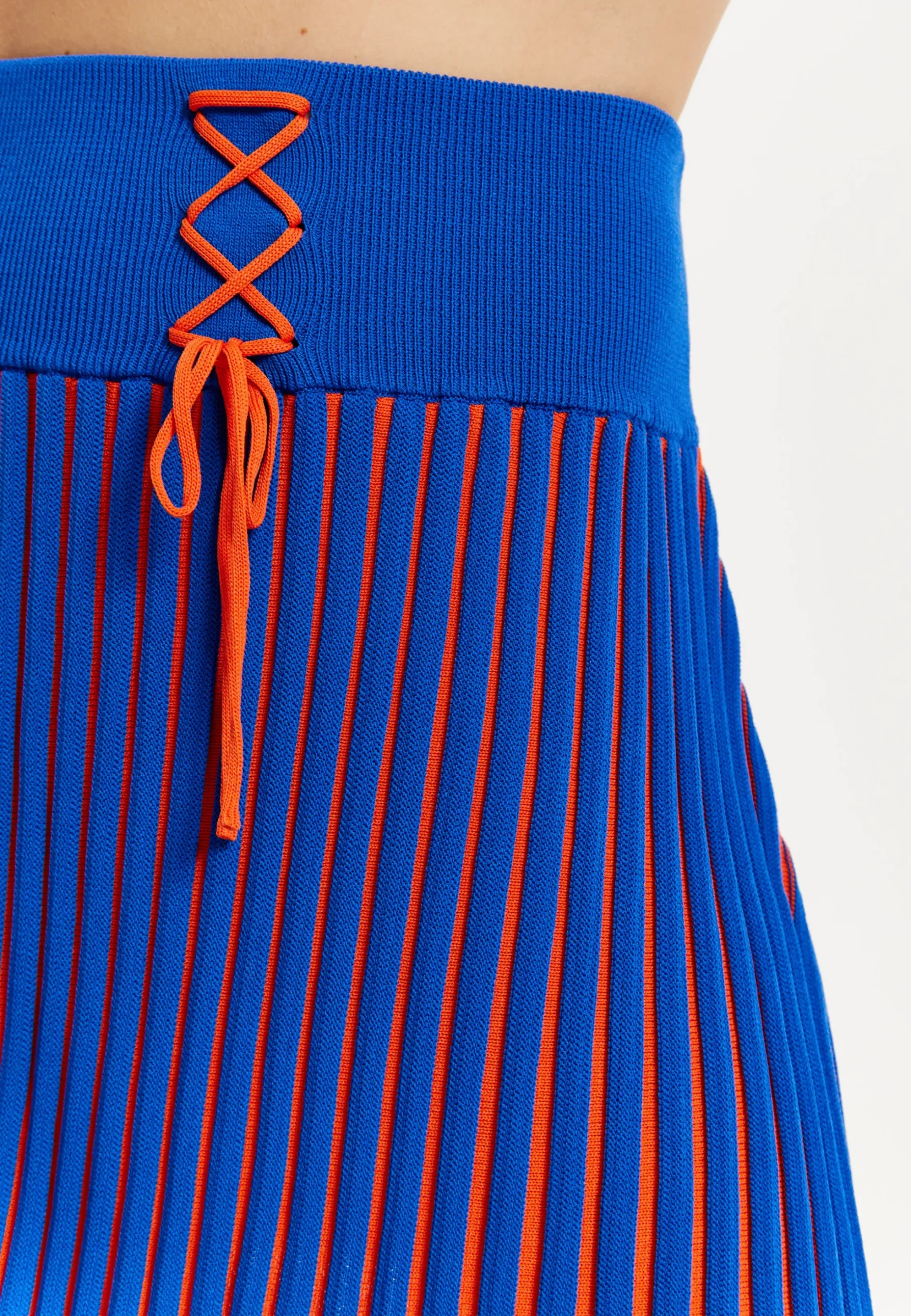House Of Holland Orange And Blue Knitted Mini Skirt