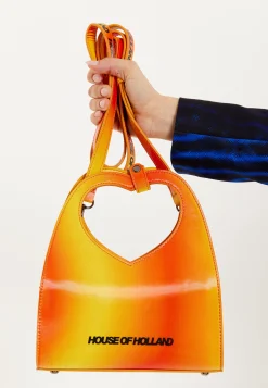 House of Holland Orange Ombre Heart Cut Out Bag