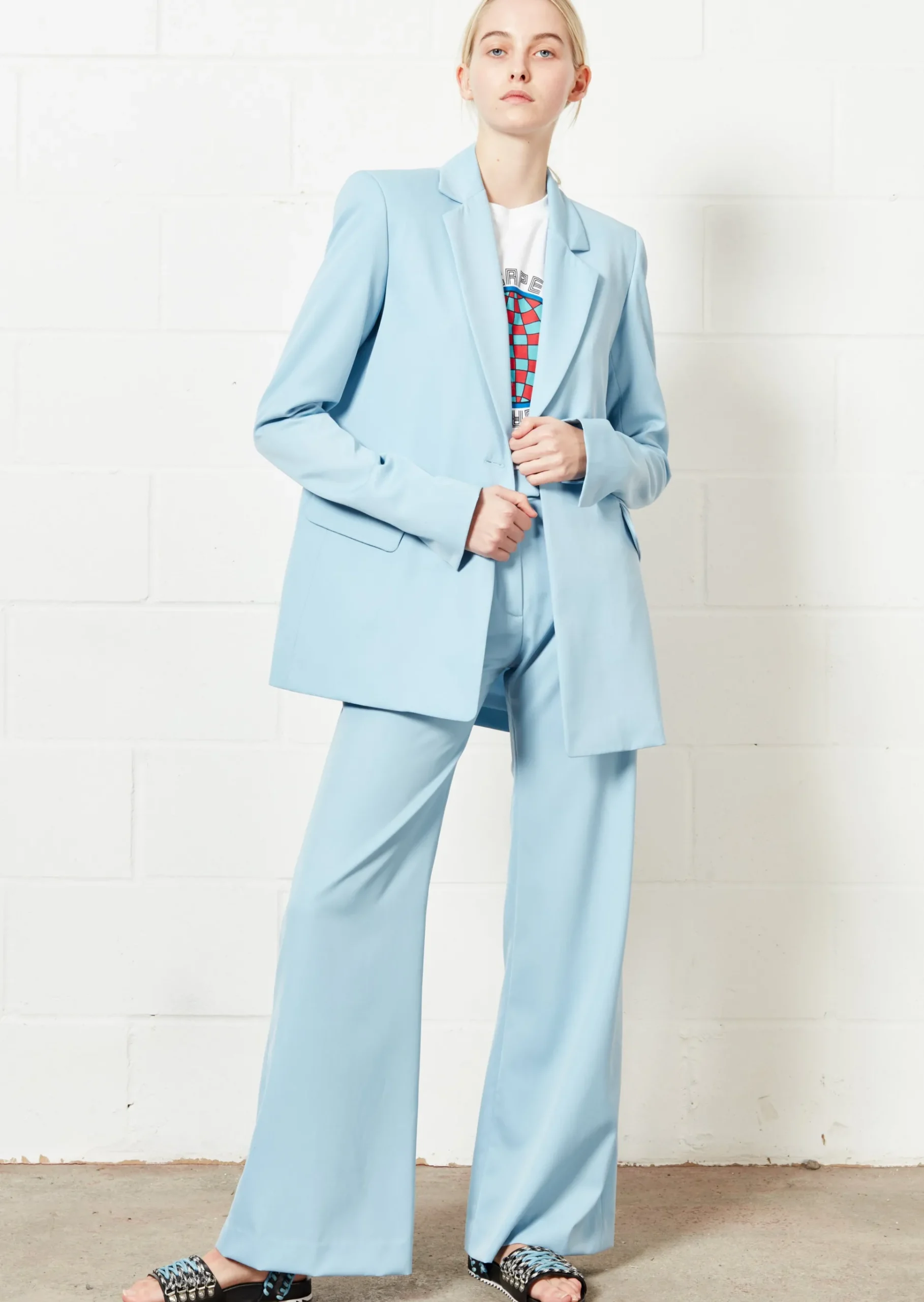 House of Holland Pale Blue Wide Leg Trouser