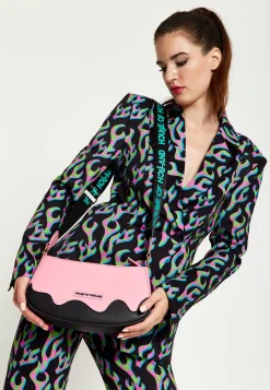 House Of Holland Pink Cross Body Bag With Printed Logo