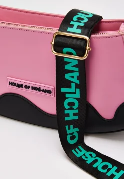 House Of Holland Pink Cross Body Bag With Printed Logo