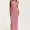 House Of Holland Pink Fishnet Maxi Dress