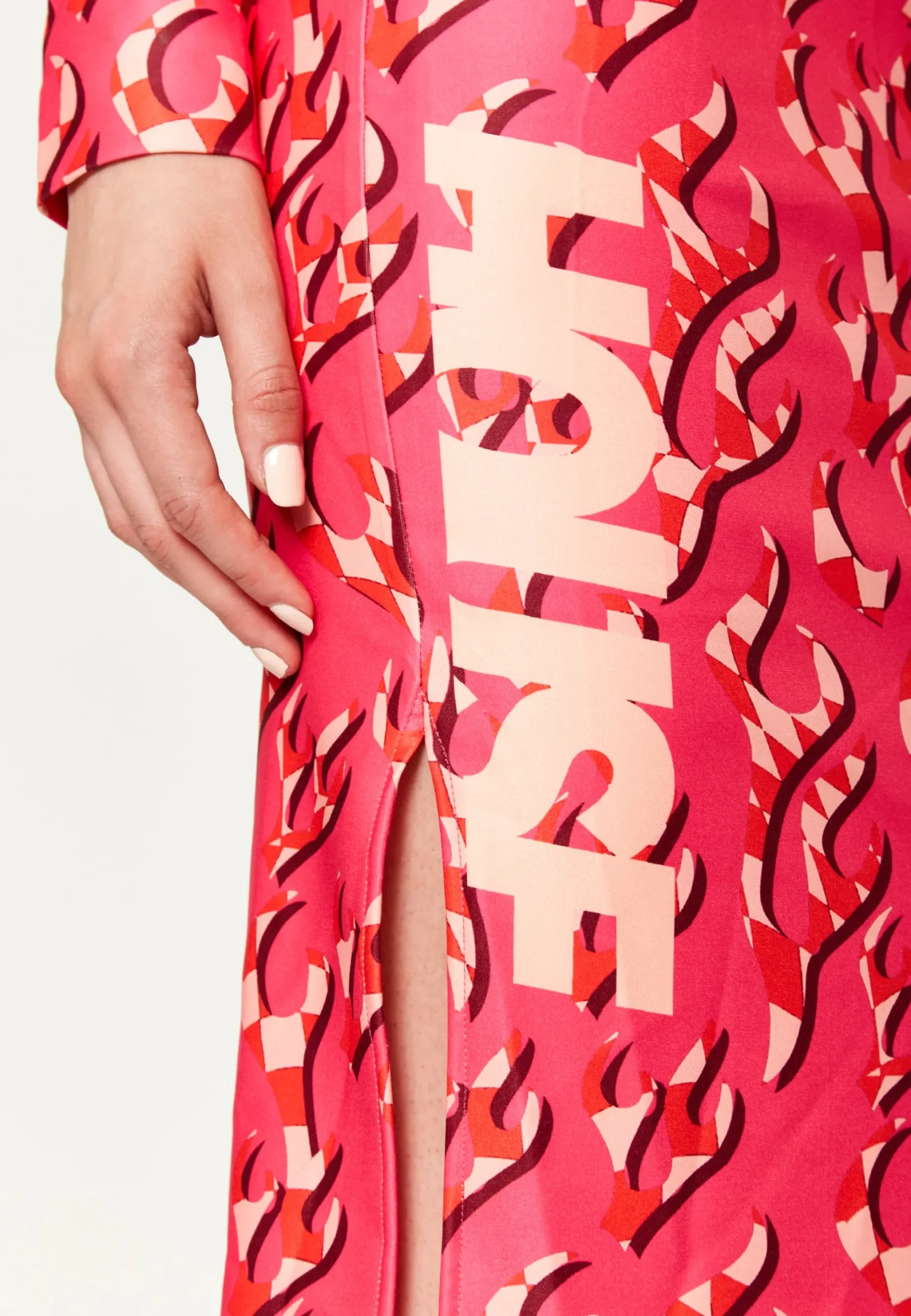 House Of Holland Pink Flame Clashing Colours Midi Dress With Cut Out D