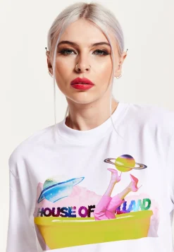 House of Holland Planet Printed T-Shirt in White