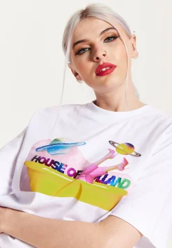 House of Holland Planet Printed T-Shirt in White