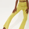 House Of Holland Printed Jersey Trousers In Yellow
