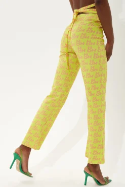 House Of Holland Printed Jersey Trousers In Yellow
