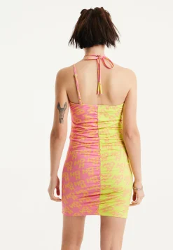 House Of Holland Printed Jersey Mini Dress With Open Back