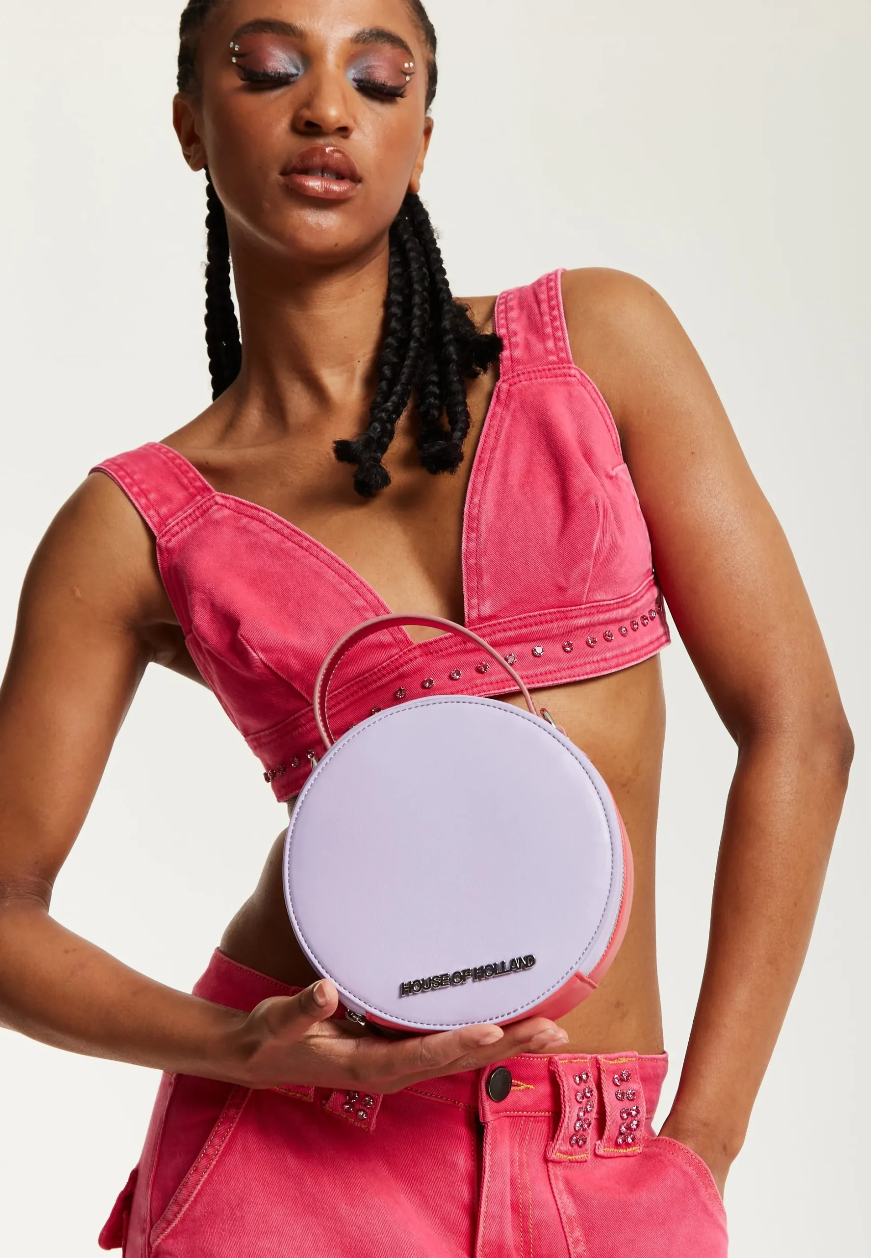 House Of Holland Purple And Fuchsia Shoulder Bag