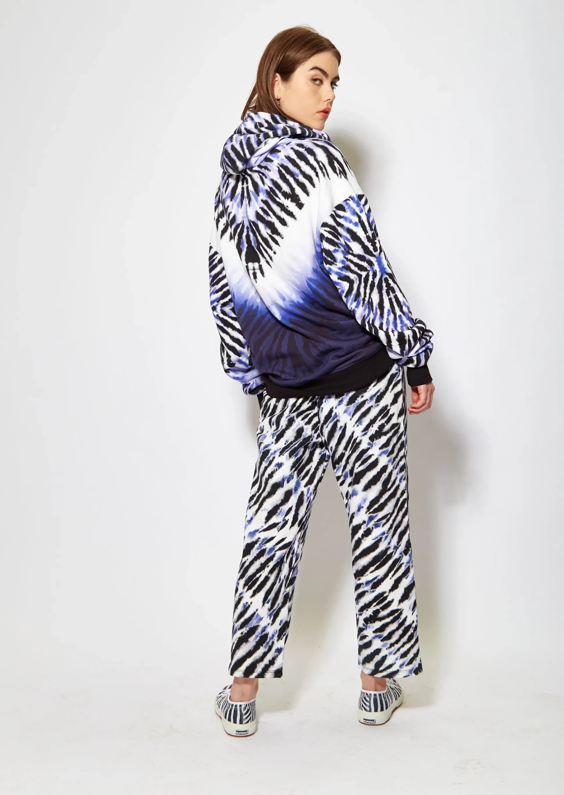 House of Holland Purple and White Tie Dye Zebra Print Joggers