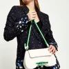 House Of Holland Saddle Bag White And Neon Green With Quilted Logo