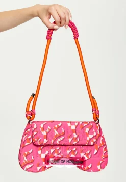 House Of Holland Saddle Pink Flame Bag With Quilted Logo