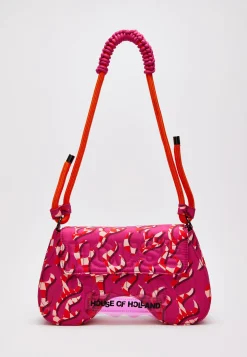 House Of Holland Saddle Pink Flame Bag With Quilted Logo