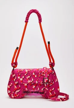 House Of Holland Saddle Pink Flame Bag With Quilted Logo