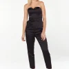 House Of Holland Satin Bandeau Jumpsuit In Black