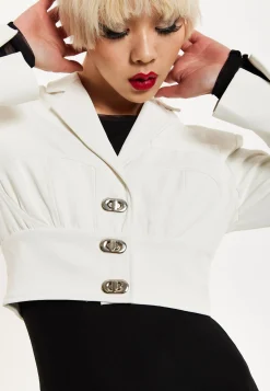 House Of Holland Short Lock Jacket Off White