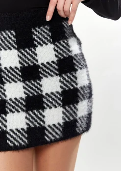 House Of Holland Skirt In Black & White Check