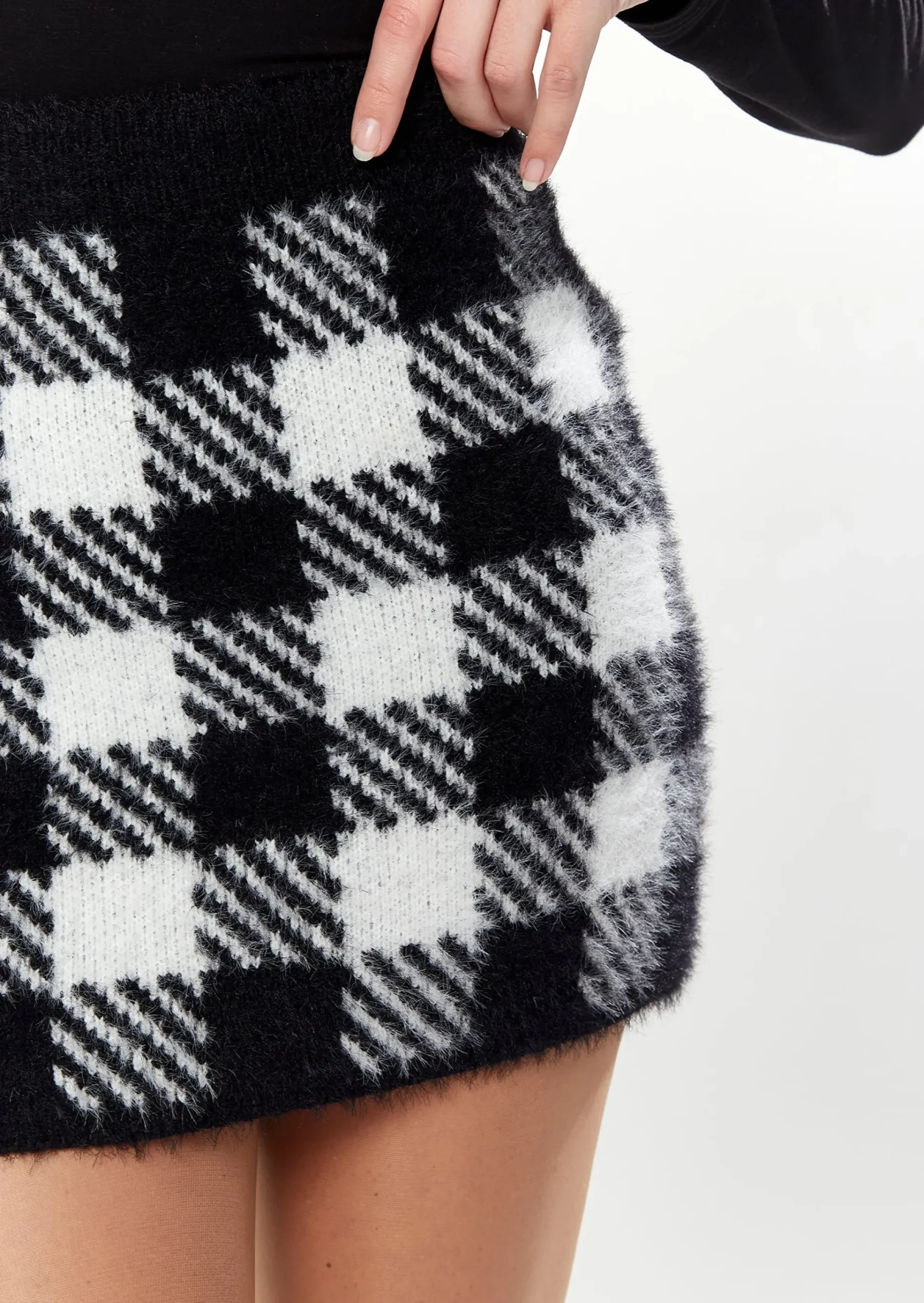 House Of Holland Skirt In Black & White Check