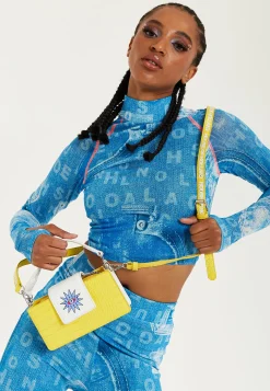 House Of Holland Small Crossbody Bag In Yellow And White With Printed