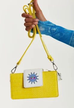 House Of Holland Small Crossbody Bag In Yellow And White With Printed