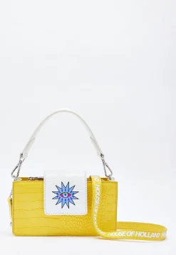 House Of Holland Small Crossbody Bag In Yellow And White With Printed
