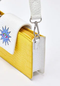 House Of Holland Small Crossbody Bag In Yellow And White With Printed