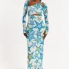 House of Holland Star Print Maxi Dress With Cut Out Details