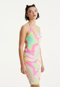 House Of Holland Star Print Jersey Mini Dress With Open Back